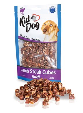 Kid Dog Mini Cubetti di Carne di Agnello e Pelle di Bufalo Snack per Cani 80 gr cod. 8596410047251
