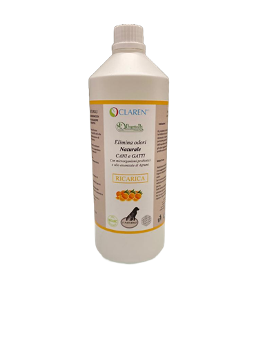 Spray Elimina Odori con Prebiotici ed Enzimi Naturali per Cani e Gatti Ricarica 1 lt